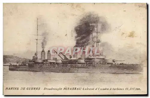 Cartes postales Bateau Dreadnought Mirabeau Cuirasse d'escadre