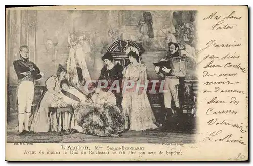 Ansichtskarte AK Femme Theatre L&#39aiglon Mme Sarah Bernhardt Avant de mourir