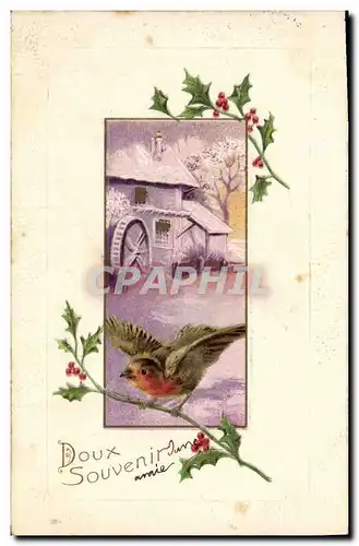 Cartes postales Fantaisie Fleurs Oiseau