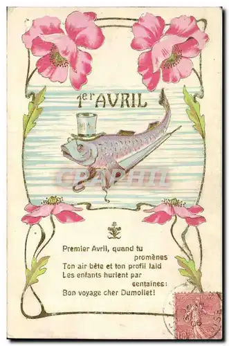 Cartes postales Fantaisie Fleurs Poisson 1er Avril