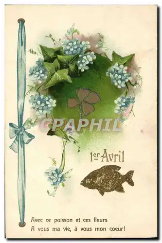 Ansichtskarte AK Fantaisie Fleurs Poisson 1er Avril