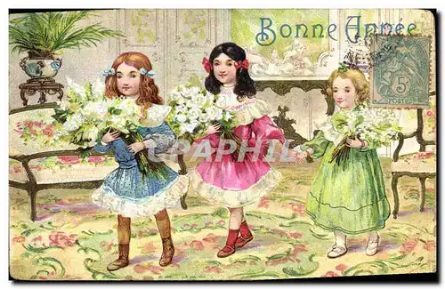 Cartes postales Fantaisie Fleurs Enfants