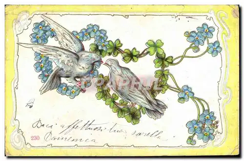 Cartes postales Fantaisie Fleurs Colombes