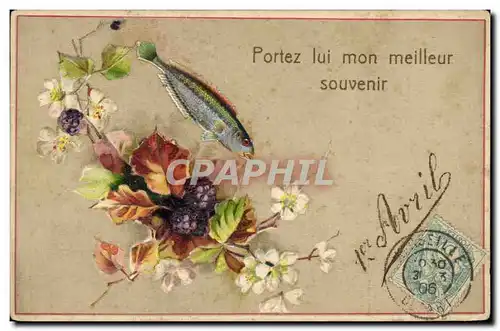 Ansichtskarte AK Fantaisie Fleurs Poisson