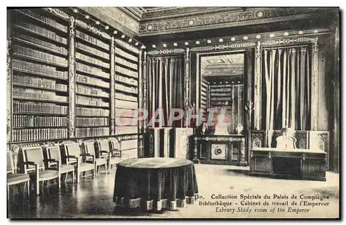 Ansichtskarte AK Bibliotheque Cabinet de travail de l&#39empereur Palais de Compiegne