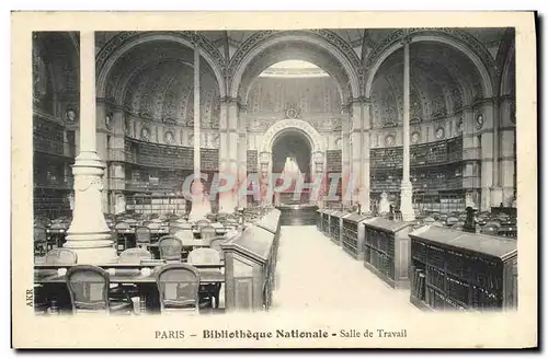 Cartes postales Bibliotheque Nationale Salle de travail Paris