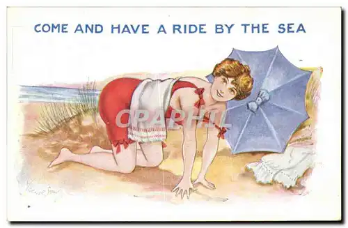 Ansichtskarte AK Fantaisie Illustrateur Femme Come and have a ride by the sea