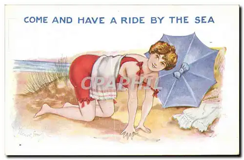 Cartes postales Fantaisie Illustrateur Femme Come and have a ride by the sea