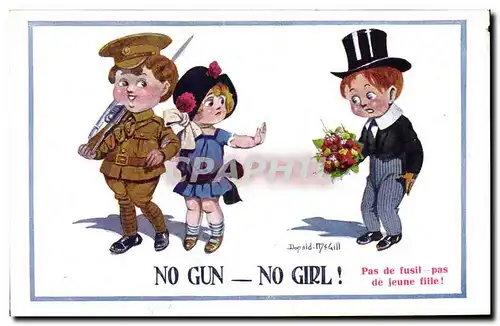 Ansichtskarte AK Fantaisie Illustrateur Enfants No gun No girl Donald Mc Gill