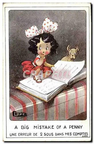 Cartes postales Fantaisie Illustrateur Enfant A big mistake of a penny Chien