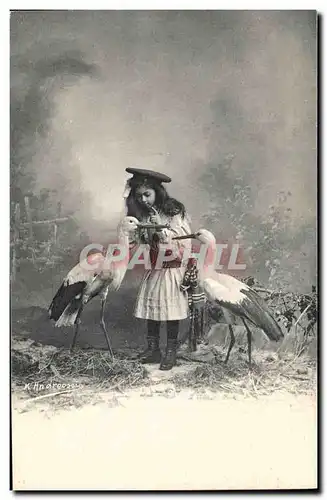 Cartes postales Enfant Cigogne