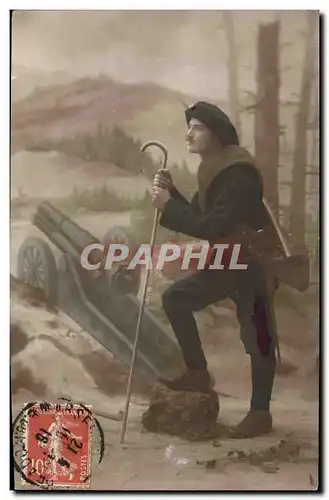 Cartes postales Militaria Chasseurs Alpins Canon