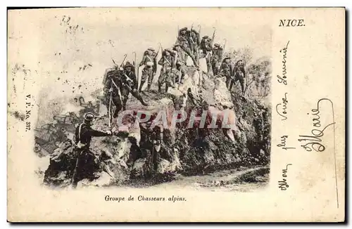 Cartes postales Militaria Chasseurs Alpins Nice
