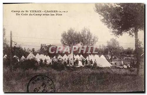 Cartes postales Militaria Chasseurs Alpins Camp de St Veran Cagnes Un coin du camp sous les pins