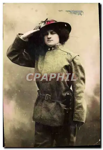 Ansichtskarte AK Militaria Chasseurs Alpins Femme