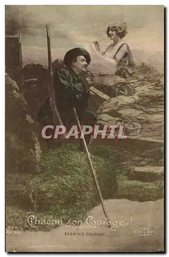 Cartes postales Militaria Chasseurs Alpins Chacun son courage