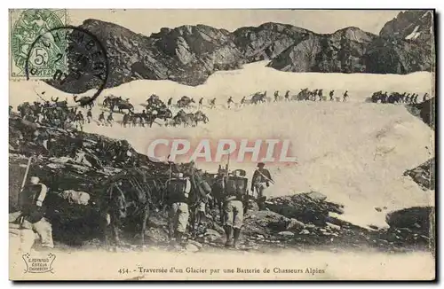 Ansichtskarte AK Militaria Chasseurs Alpins Traversee d&#39un glacier par une batterie de chasseurs alpins