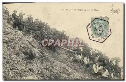 Cartes postales Militaria Chasseurs Alpins Manoeuvres d&#39artillerie dans les Alpes