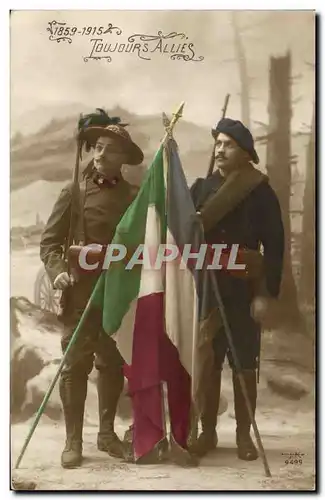 Cartes postales Militaria Chasseurs Alpins Toujours allies France Italie