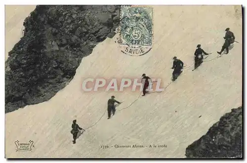 Cartes postales Militaria Chasseurs Alpins A la corde Escalade