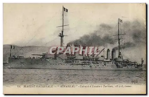 Cartes postales Bateau Mirabeau Cruirasse d'escadre a turbines