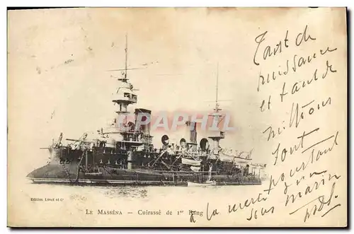 Cartes postales Bateau Le Massena Cuirasse de 1er rang