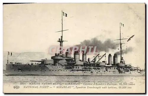 Cartes postales Bateau Mirabeau Cuirasse d'escadre a turbines