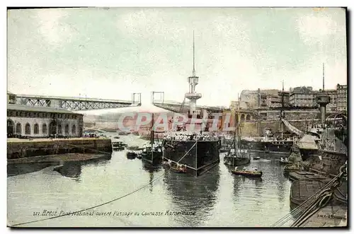 Cartes postales Bateau Brest Pont national ouvert Passage du cuirasse Marseillaise