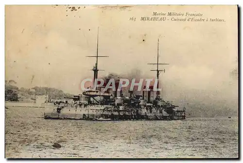 Cartes postales Bateau Mirabeau Cruirasse d'escadre a turbines
