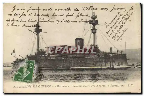 Cartes postales Bateau Marceau Cuirasse Ecole des Apprentis Torpilleurs