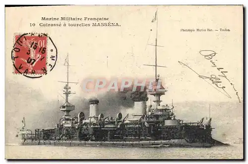 Cartes postales Bateau Cuirasse a tourelles Massena