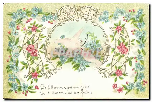 Cartes postales Fantaisie Fleurs Colombes