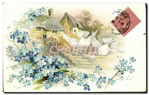 Cartes postales Fantaisie Fleurs Colombes