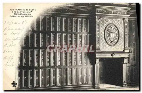 Cartes postales Bibliotheque Chateau de Blois Aile de Francois 1er Catherine de Medicis