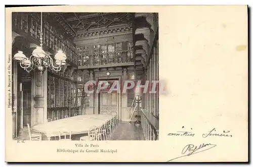 Cartes postales Bibliotheque du Conseil Municipal Paris