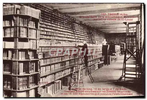 Cartes postales Bibliotheque Troyes Grande salle Ancienne abbaye de St loup