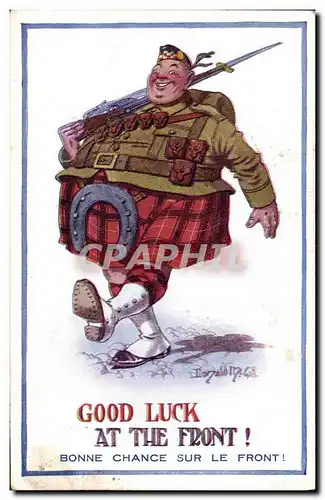 Ansichtskarte AK Fantaisie Illustrateur Donald Mc Gill Good luck at the front Militaria