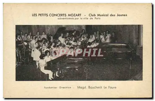 Cartes postales Les petits concerts Mozart Club musical des jeunes Paris Magd Boucherit le Faure Piano