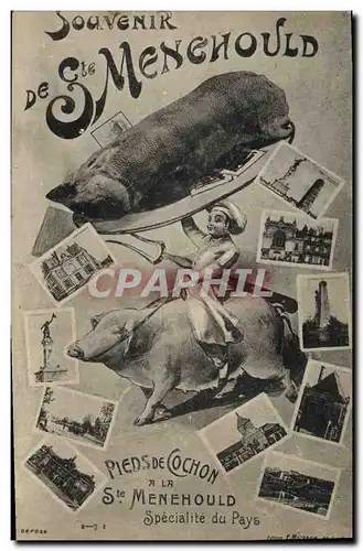 Cartes postales Cochon Porc Ste Menehould Pieds de Cochon