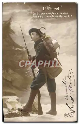 Cartes postales Militaria Chasseurs Alpins L&#39alpin