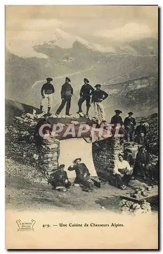 Cartes postales Militaria Chasseurs Alpins Une cuisine de chasseurs alpins