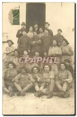 CARTE PHOTO Villefranche Militaria Chasseurs Alpins (n�24 sur le col)