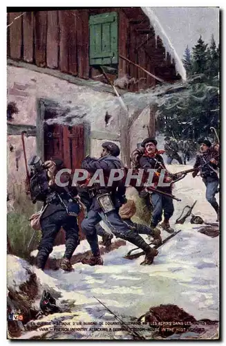 Cartes postales Militaria Chasseurs Alpins Attaque d&#39un bureau de douane allemand par les Alpins dans les Hau