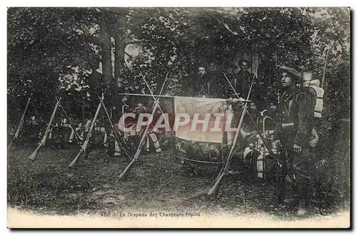 Cartes postales Militaria Chasseurs Alpins Le drapeau