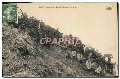 Ansichtskarte AK Militaria Chasseurs Alpins Manoeuvres d&#39artillerie dans les Alpes