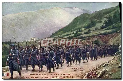 Ansichtskarte AK Militaria Chasseurs Alpins Compagnie d&#39alpins en marche