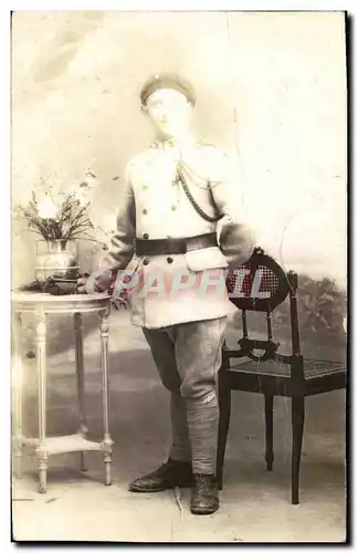 CARTE PHOTO Hyeres Militaria Chasseurs Alpins (n�3 sur le col)