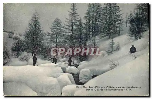 Ansichtskarte AK Militaria Chasseurs Alpins Marches d&#39hiver Officiers en reconnaissance sur la Chairee Brianco