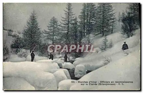 Cartes postales Militaria Chasseurs Alpins Marches d&#39hiver Officiers en reconnaissance sur la Chairee Brianco