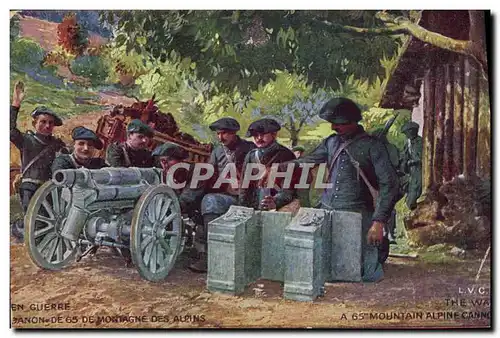 Cartes postales Militaria Chasseurs Alpins Canon de 65 de montagne des Alpins